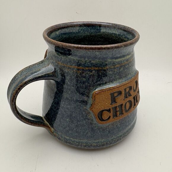 Evelyn LaMers Glazed Mug Pro Choice Liberty Studio Pottery Yellow Springs Ohio - Picture 3 of 7